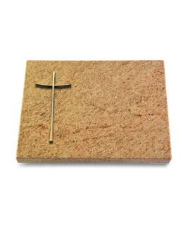 Grabtafel Indisch Black Pure Kreuz 2 (Bronze)