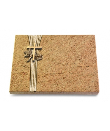 Grabtafel Indisch Black Strikt Kreuz 1 (Bronze)