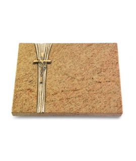 Grabtafel Indisch Black Strikt Kreuz/Ähren (Bronze)