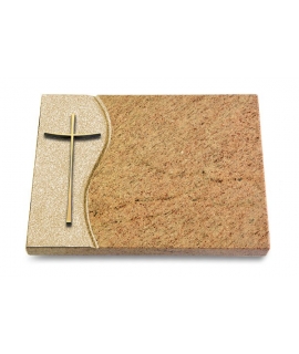 Grabtafel Indisch Black Wave Kreuz 2 (Bronze)