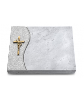 Grabtafel Kashmir Wave Kreuz/Ähren (Bronze)