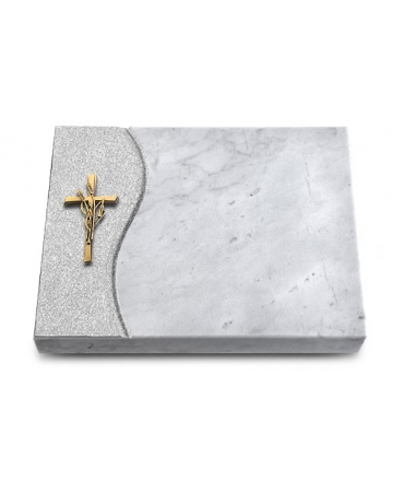 Grabtafel Kashmir Wave Kreuz/Ähren (Bronze)