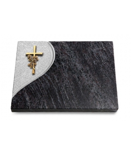 Grabtafel Kashmir Folio Kreuz/Rose (Bronze)