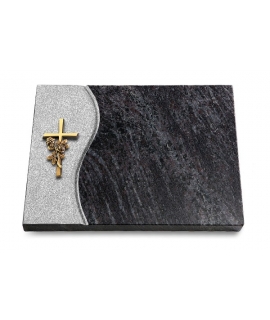 Grabtafel Kashmir Wave Kreuz/Rose (Bronze)