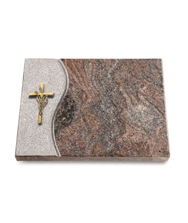 Grabtafel Orion Wave Kreuz/Ähren (Bronze)