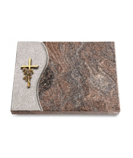 Grabtafel Orion Wave Kreuz/Rose (Bronze)