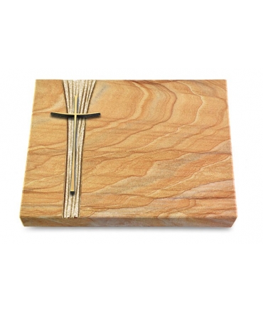 Grabtafel Omega Marmor Strikt Kreuz 2 (Bronze)