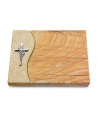 Grabtafel Omega Marmor Wave Kreuz/Ähren (Alu)
