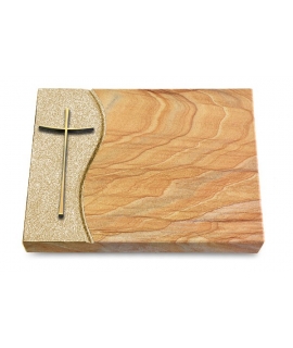 Grabtafel Omega Marmor Wave Kreuz 2 (Bronze)