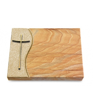 Grabtafel Omega Marmor Wave Kreuz 2 (Bronze)